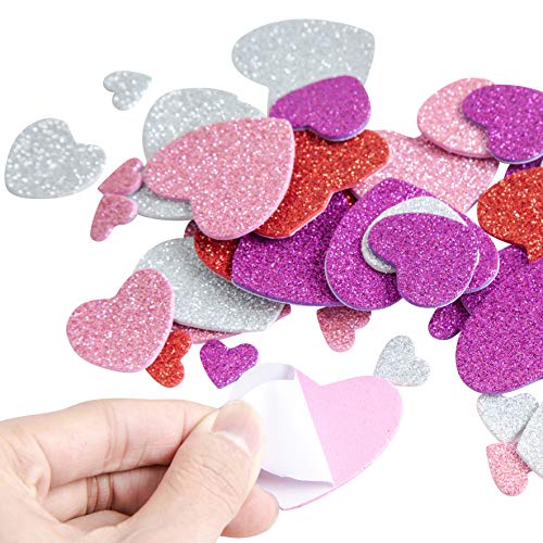 JOYIN Valentines Day Craft Gift Set with 100 Heart Doilies Heart Paper Doilies, 24 Pieces Foam Hearts and 2 Bags of Foam Heart Stickers for Kids and Fun Home Activitie, Valentine's Day Party Decor
