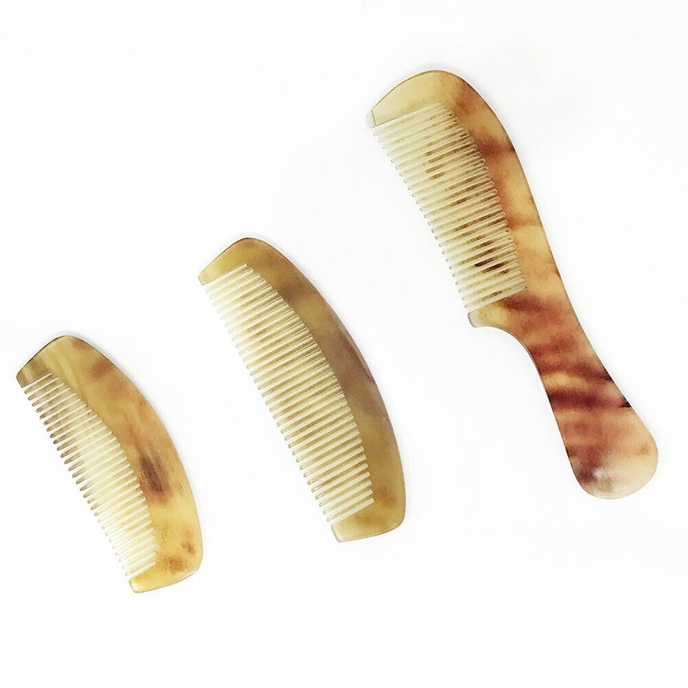 Kitcheniva Natural Amber Ox Horn Portable Hair Comb 3 Pcs