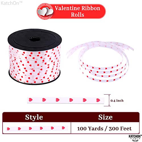 KatchOn, Valentine I Love You Ribbon Roll - 100 Yards | Red Heart Ribbon  Wired | Valentines Day Gift Ribbon for Gift Wrapping | Red Hearts  Valentines