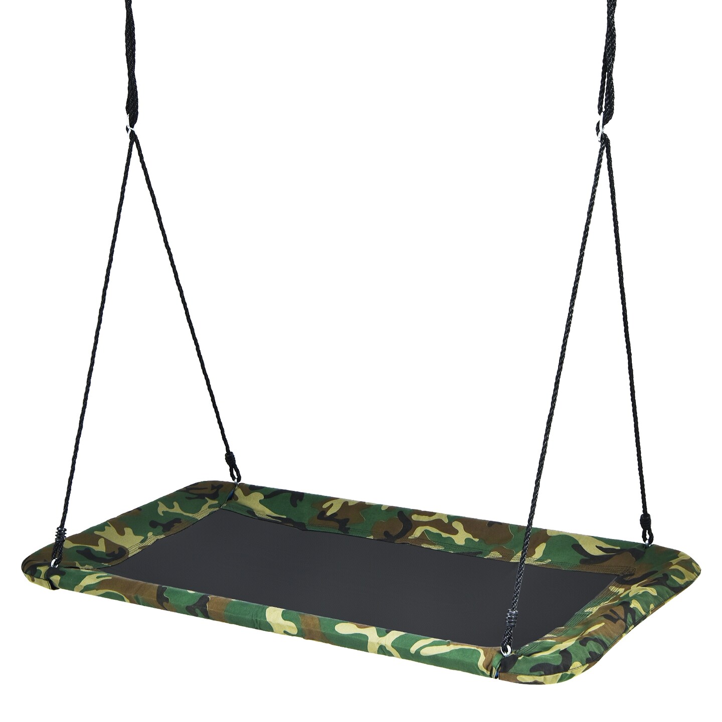 60 Inch Tree Swing with Strong Steel Frame and Oxford Cloth Seat for Garden Yard and Family Fun
