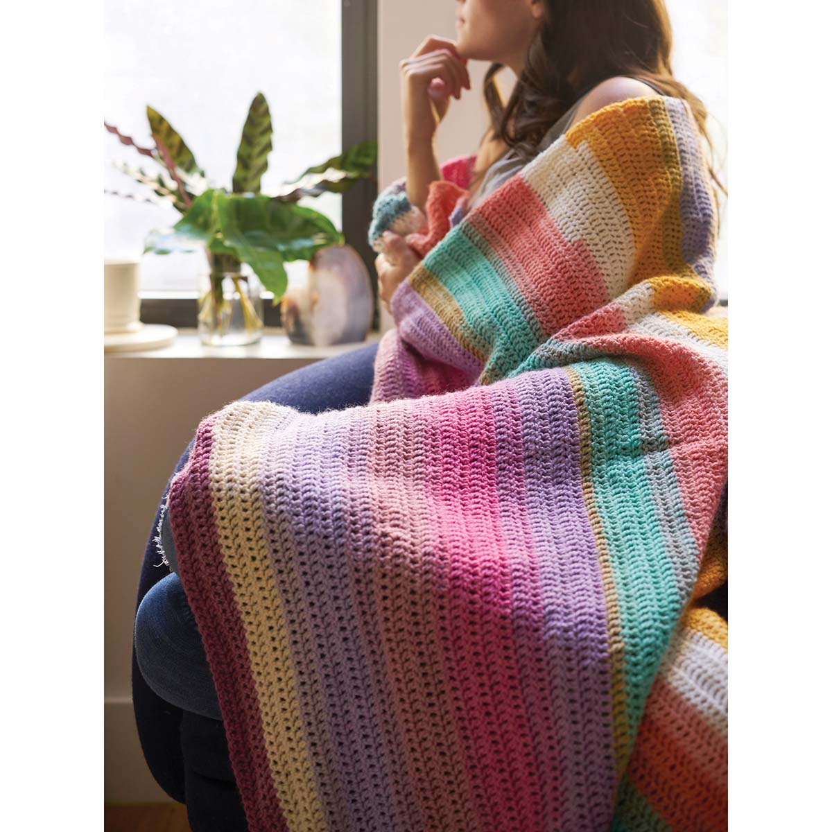 Lion Brand  Beginner&#x27;s Delight Afghan Crochet Kit