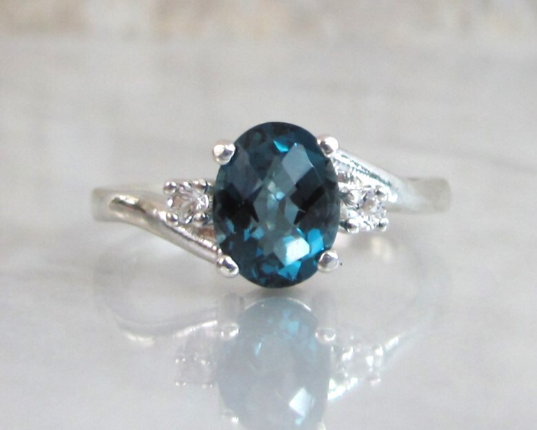 London Blue Topaz Engagement Ring in Sterling Silver MakerPlace - Main Image