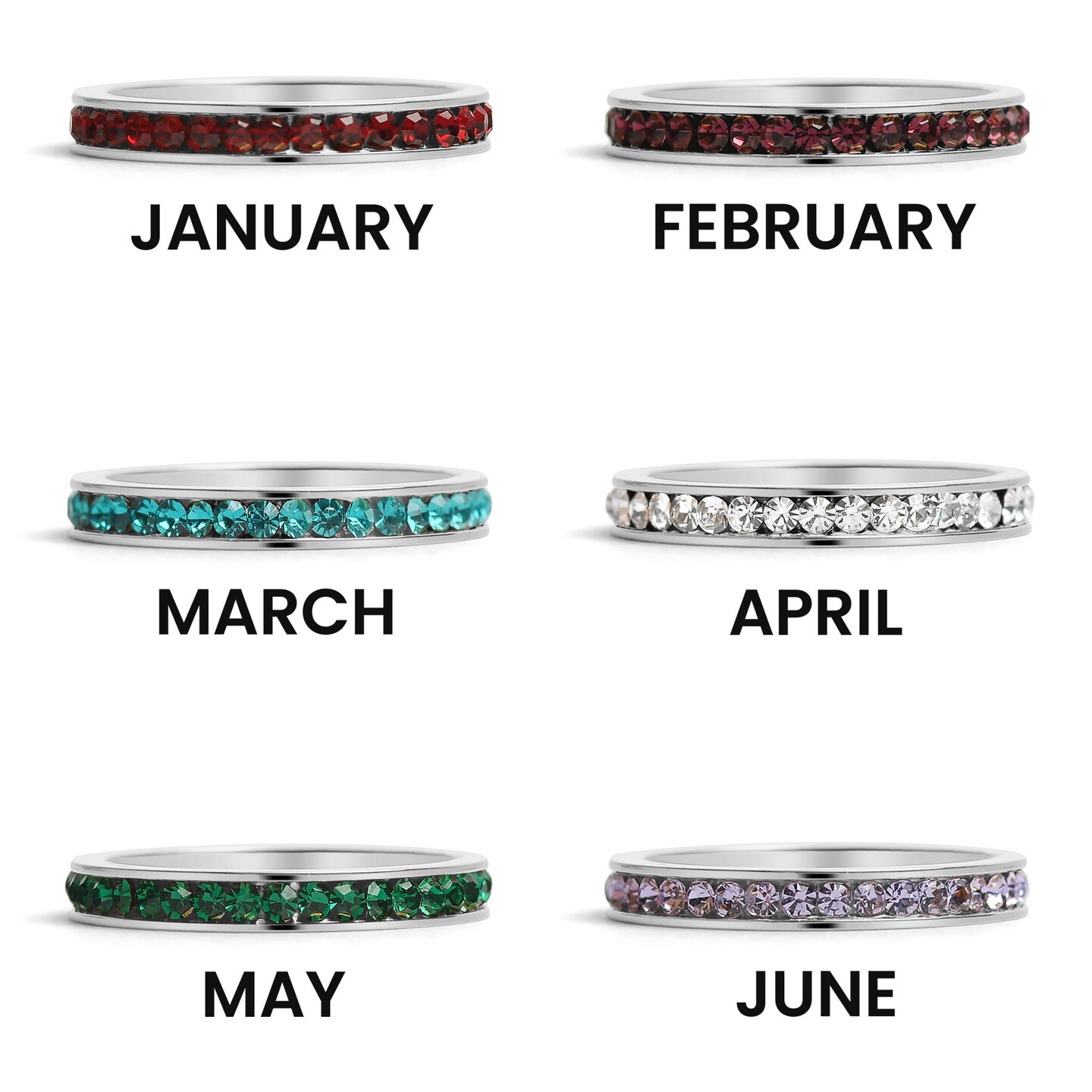 January-June CZ Eternity Stainless Steel Ring