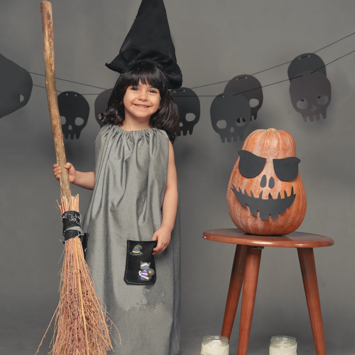Halloween Black Witch Hat, Spooky, Embroidered, Iron on Patch