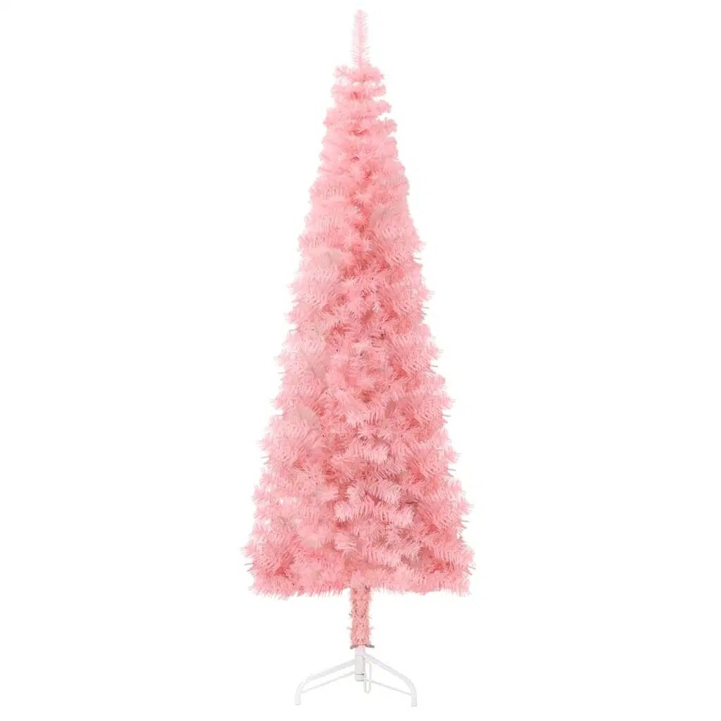 Pink Slim Half Christmas Tree with Stand