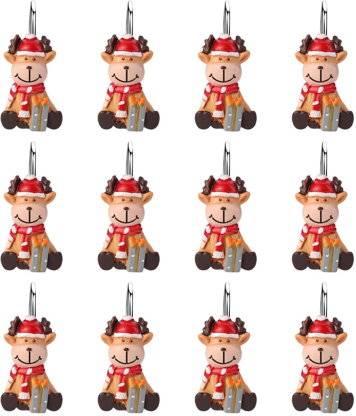 Decorative Christmas Bath Shower Curtain Liner Hooks 12pcs