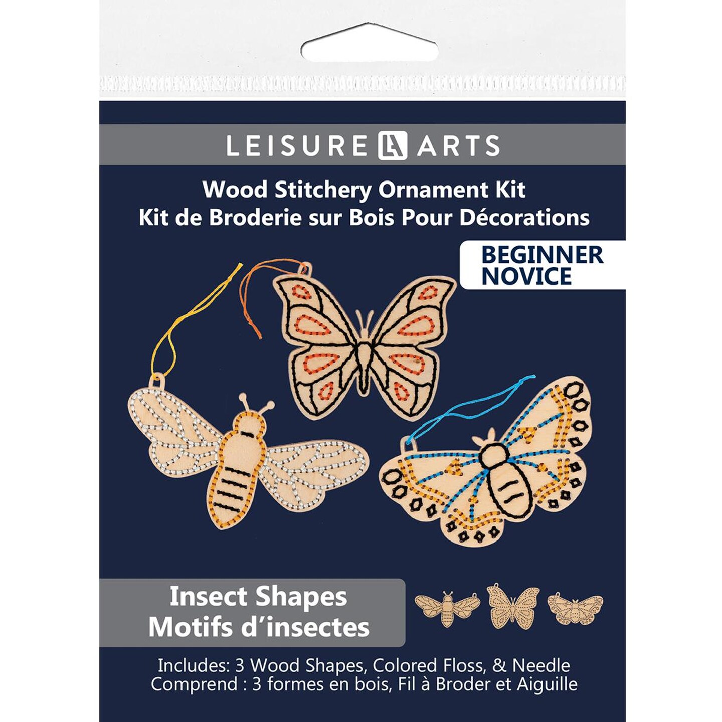 Wood Stitching Kit Ornaments 3 piece Insects Set - adult or kids craft - craft kits for teens - string art kit for adults - 3d string art - 3d string art kit for kids -  4&#x22; x 4&#x22;