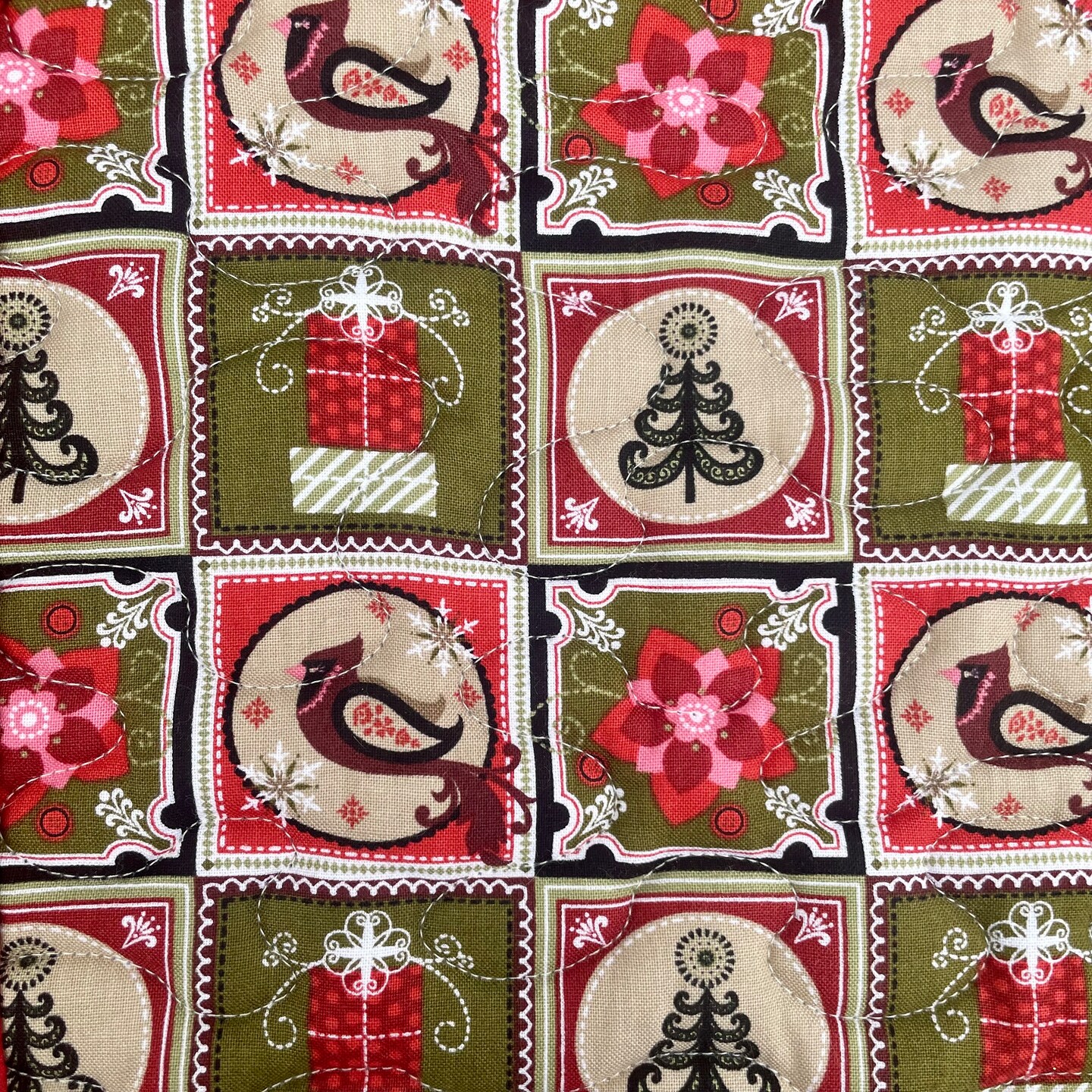 Quilted Pot Holders Heavy Duty Set of 2 Christmas Upcycled 