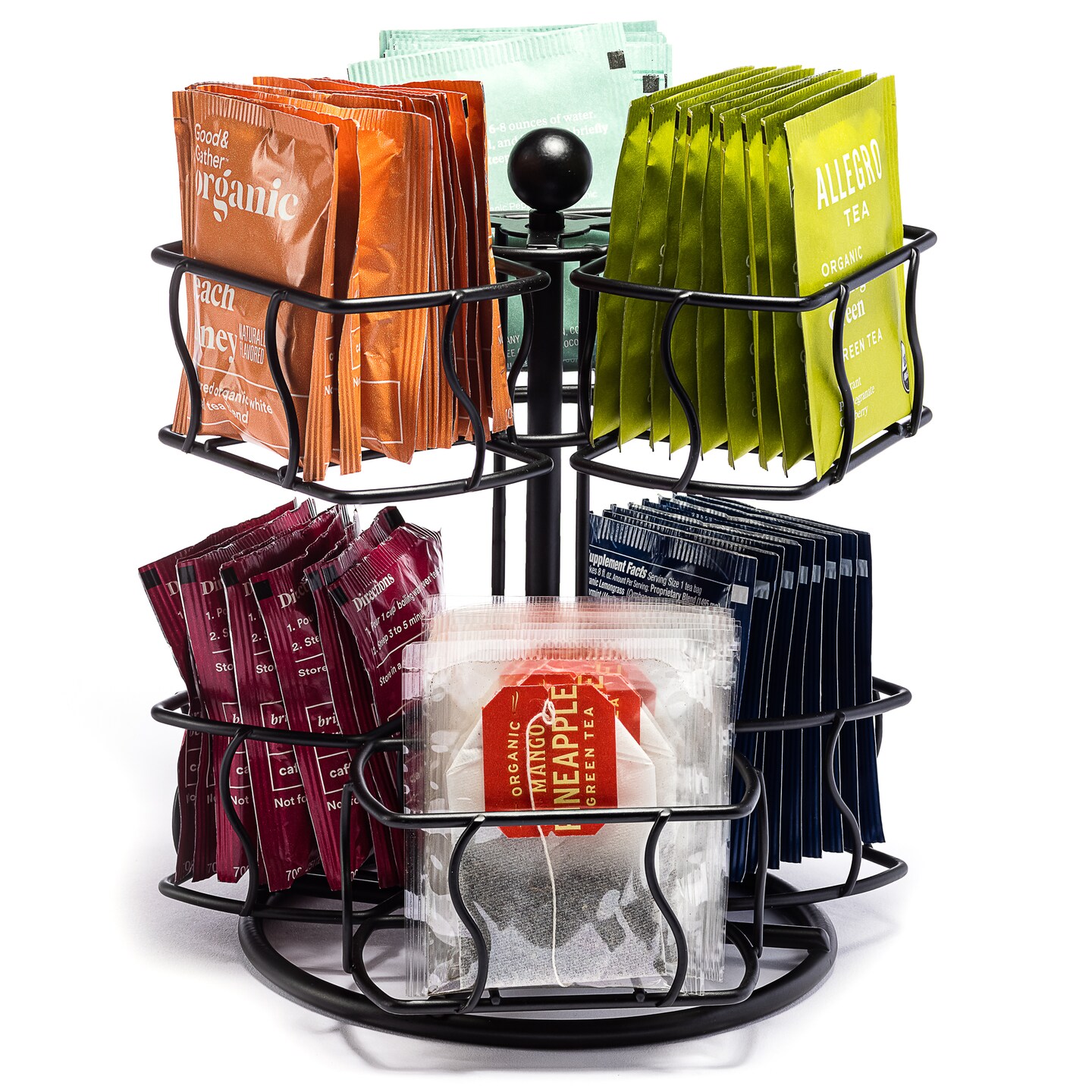 Sorbus Tea Bag Spinning Caddy - 2 Tier Lazy Susan for Pantry - Holds Up to 60 Large Tea Bags