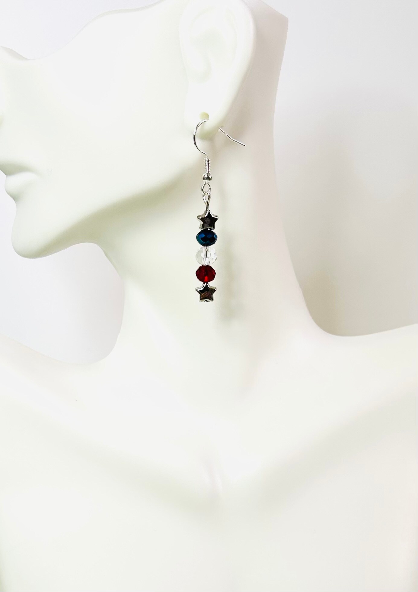 Red, white, and blue earrings with two stars product 3