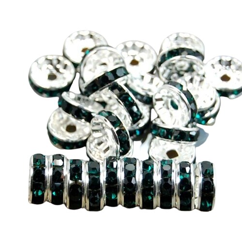 Kitcheniva 100 Pcs Czech Crystal Rhinestone Silver Rondelle Spacer Beads