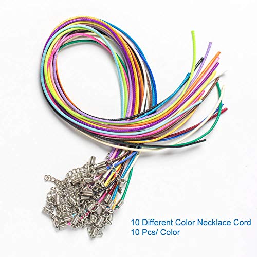 Selizo 100Pcs Necklace Cord String with Clasp Bulk for Jewelry Making and Bracelet, Multicolor