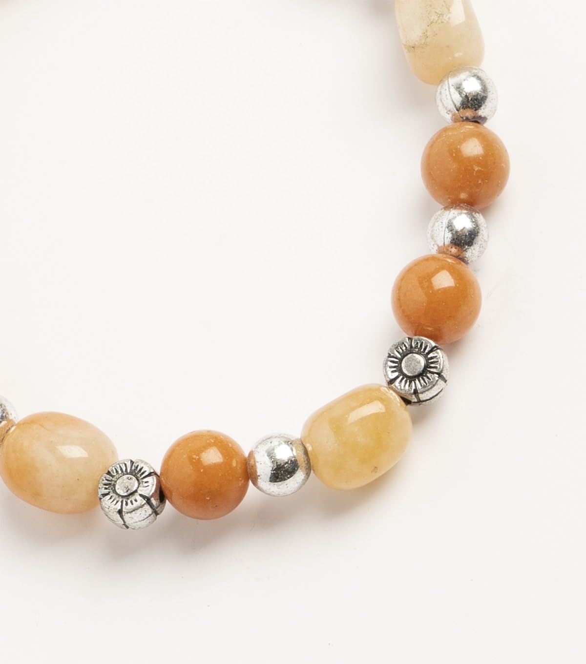 Earth&#x27;s Jewels Semi-Precious Peach Aventurine Orange Bracelet, Agate &#x26; Skull Charm