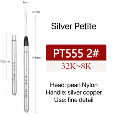 ZY TANG Silver Variety Bristle Travel Collapsible Mini Watercolor Brush Round, Flat Sliver Handle Vegan Brush Artists Gifts