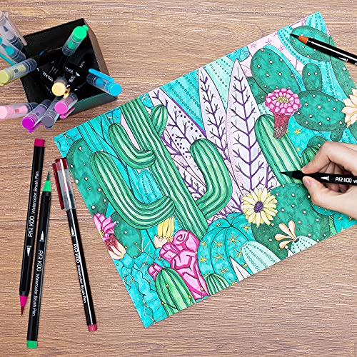Watercolor Brush Pens, 24 Colors Flexible Real Nylon Brush Tip Pens for Watercolor Painting, 1 Blending Brush, Paint Markers for Artists and Beginner Painters Coloring Books, Calligraphy