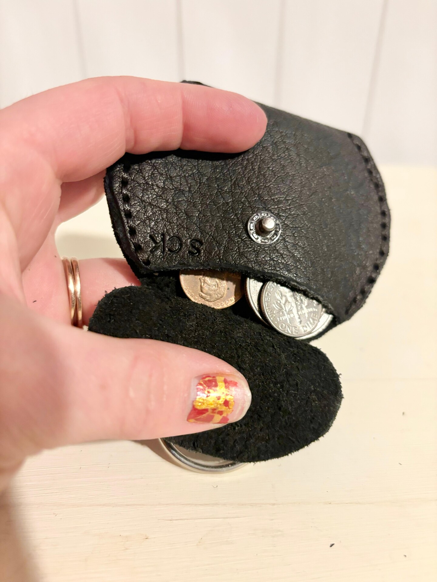 Real Leather Accessory Keychain Coin Pouch Money Hidden Money