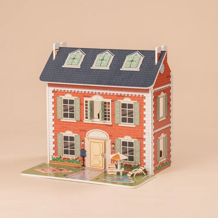 ROBUD Doll House 3 in 1 Wooden Dollhouse Dreamhouse for Kids Toddler WDH07