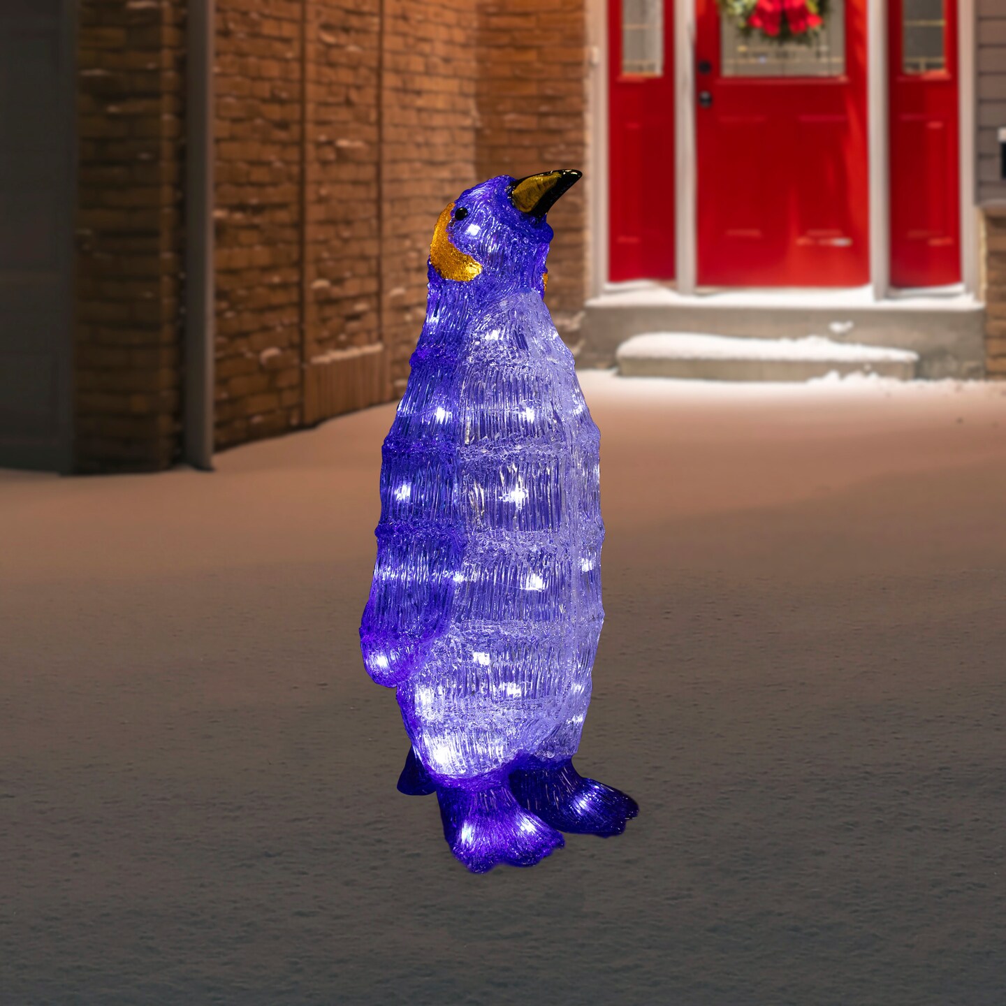 Northlight LED Lighted Commercial Grade Acrylic Penguin Christmas Outdoor Decoration - 18" - Polar White Lights
