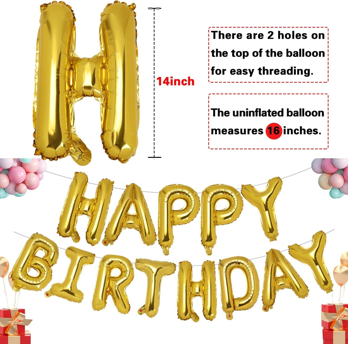 16 Inches Aluminum Foil Birthday Banner Balloons