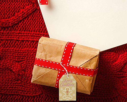 100 Pack Brown Kraft Paper Christmas Gift Tags&#xFF0C; Xmas Brown Kraft Gift Tags with Jute Twine Baker Twine for DIY Xmas Holiday Present Wrap Stamp and Label Package Name Card