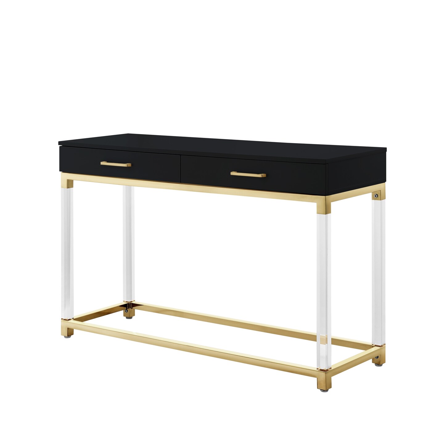 Caspian High Gloss 2 Drawer Acrylic Leg Metal Base Console Table