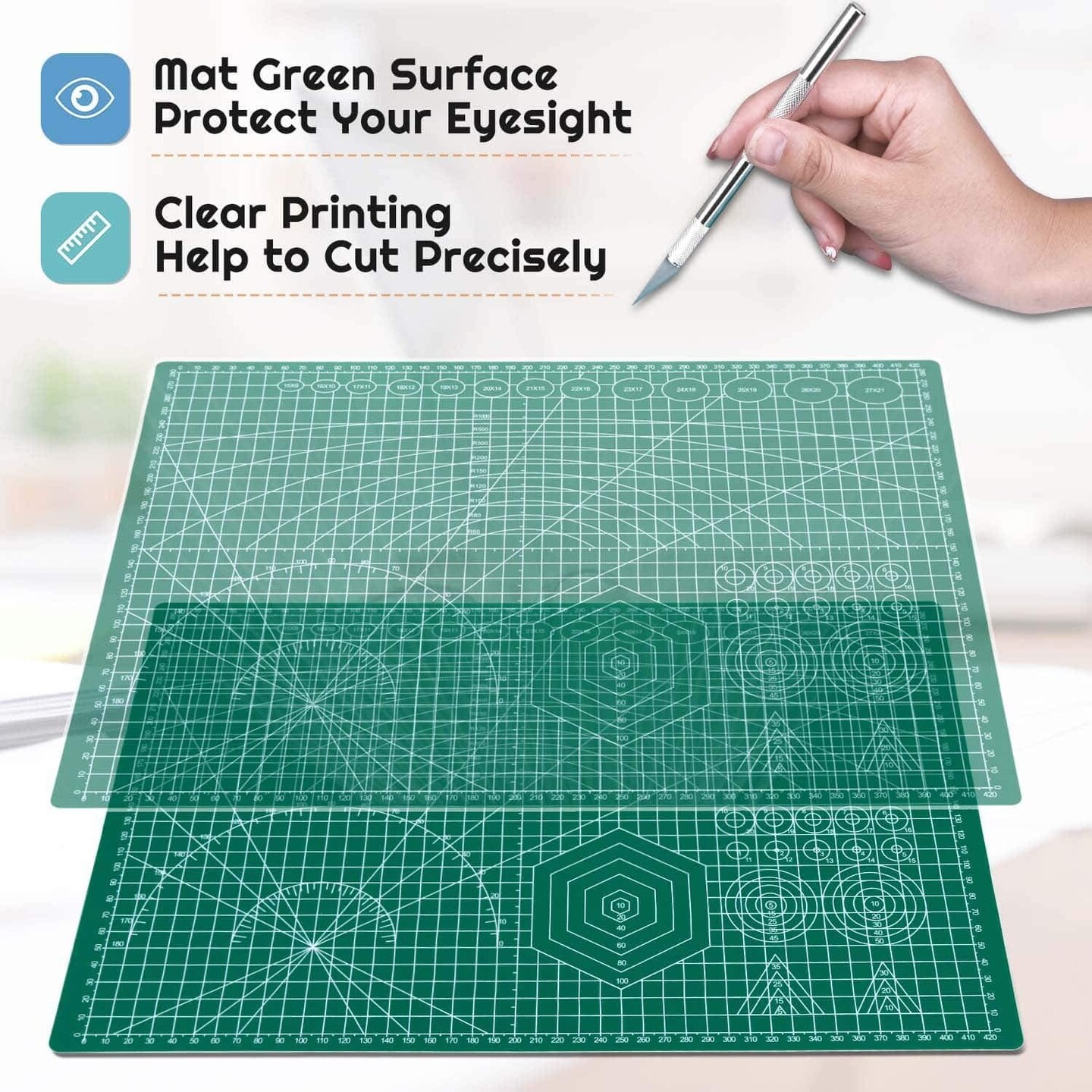 anezus Self Healing Sewing Mat, 12inch x 18inch Rotary Cutting Mat Double Sided 5-Ply Craft Cutting Board for Sewing Crafts Hobby Fabric Precision Scrapbooking Project