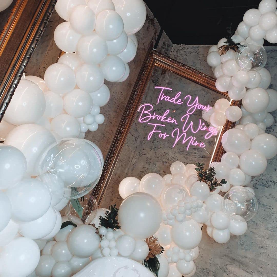 100 Pieces Bezente White Balloons Latex Party Balloons, 12 inch Round Helium Balloons for White Themed Wedding Graduation Birthday Party Backdrop Decorations