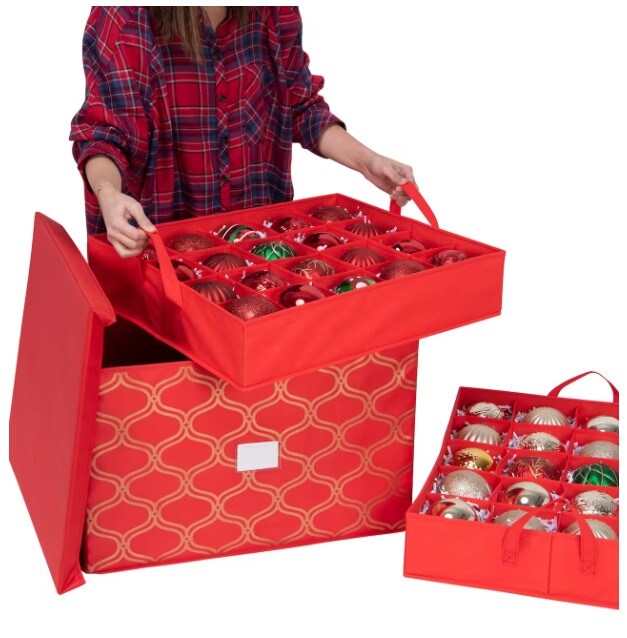 Red 60-Count Ornament Storage Box