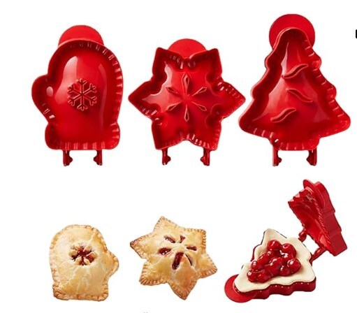 Snowflake, Mitt, and Christmas Tree Shapes Dough Presser Pocket Pie Molds for Christmas Party Baking, Party Potluck Hand Pie Molds