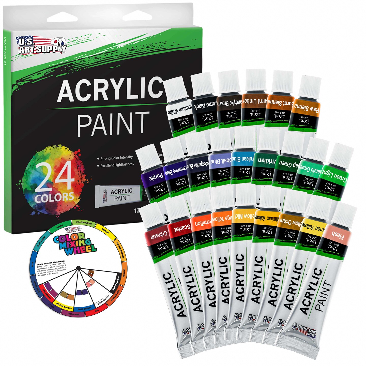 US Art Supply 21-Piece Oil Painting Set with Table Easel, Canvas, 12 Colors