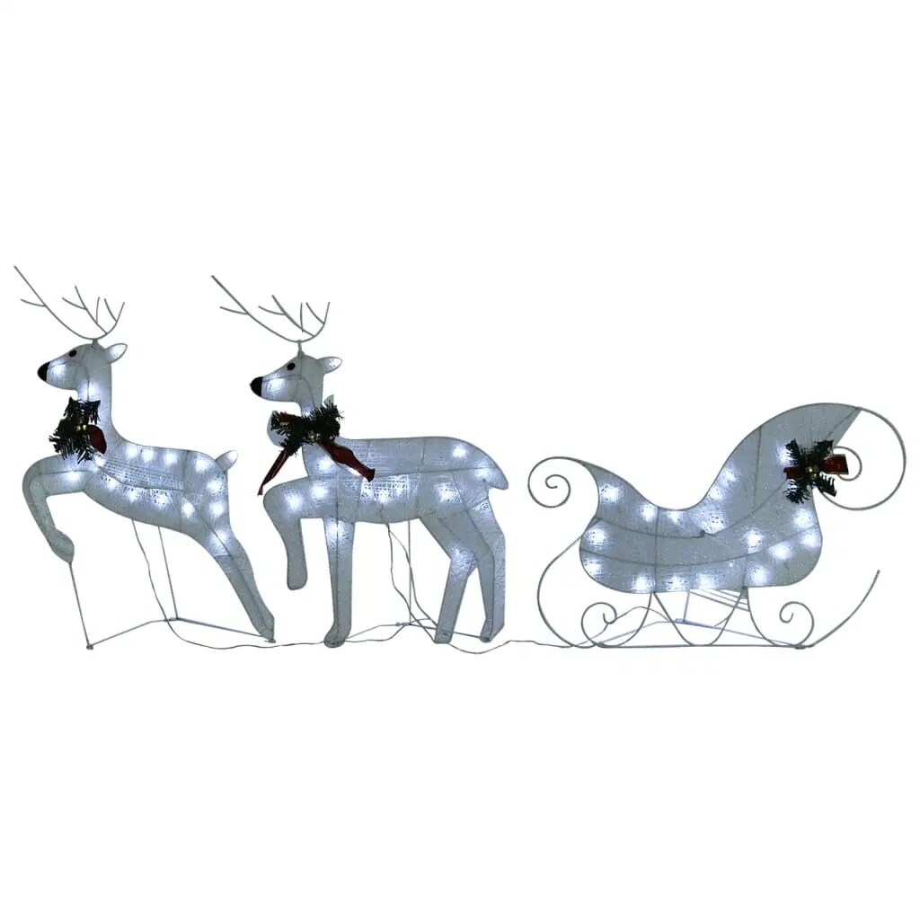 White Reindeer &#x26; Sleigh Christmas Decoration with 60 LEDs