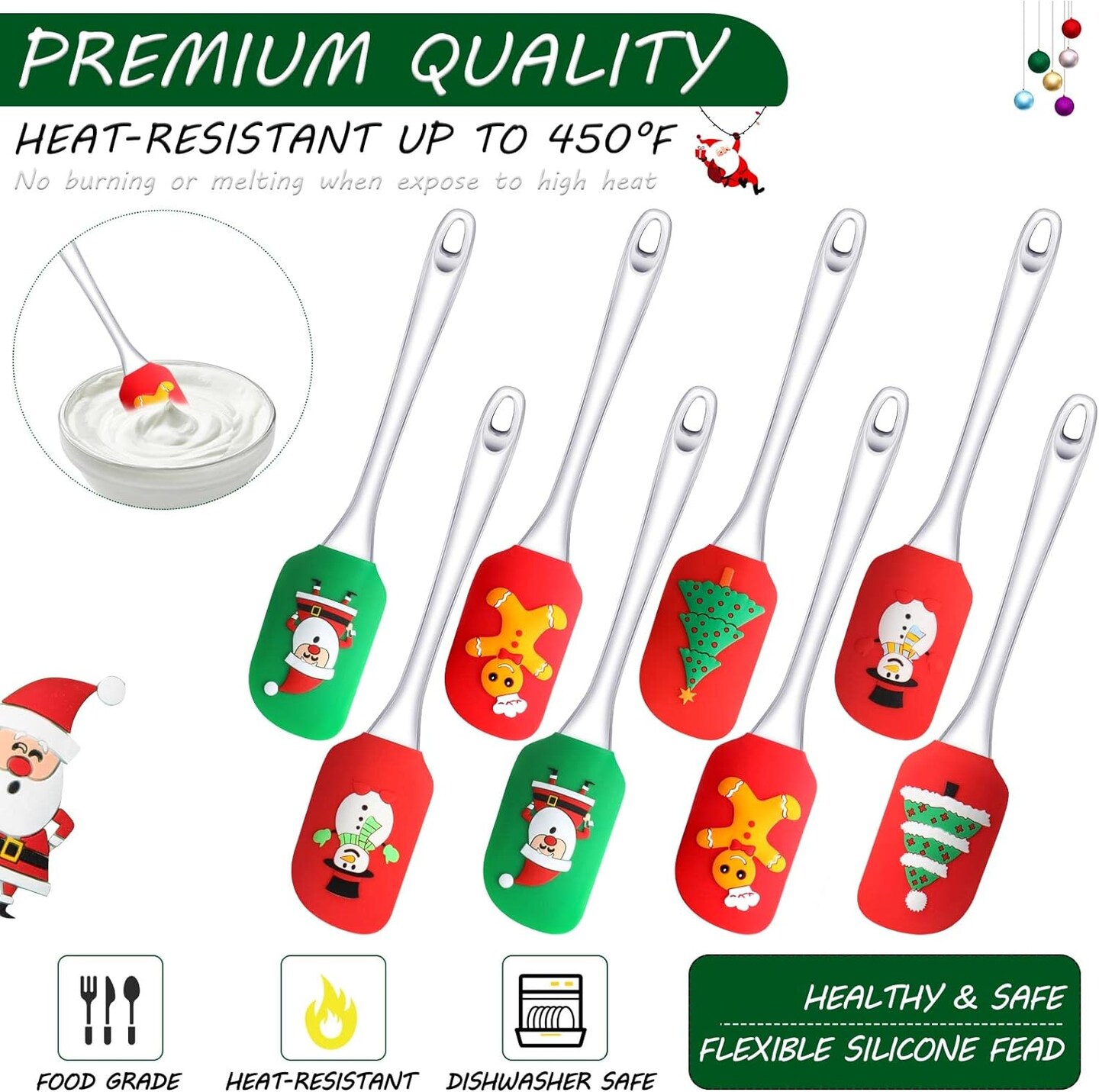 Silicone Christmas Patterned Spatula 8 pcs