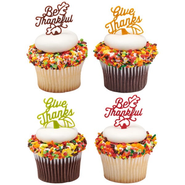 Be Thankful DecoPics&#xAE; Cupcake Decoration, 12ct