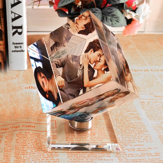 Thanksgiving Holiday Gift Spinning Crystal Photo Cube frame Ornament, Customized Photo, Great Holiday, Wedding, baby shower, Holiday Gift product 2