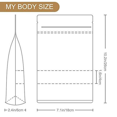 72 Pieces Stand Up Pouches, Kraft Paper Bags with Window for Coffee, Brown Resealable and Ziplock Stand Up Bags for Home or Business, 7&#xD7;10 Inches for Packaging