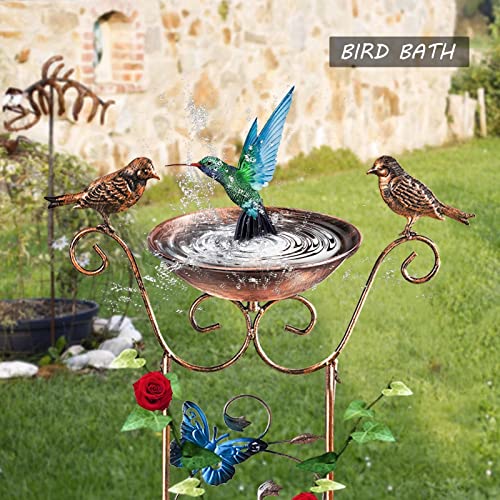 1 Pack Bird Bath with Garden Trellis for Climbing Plants Outdoor 2 in 1 Bird Baths Bowl,Bird Bath for Outdoors Birdfeeder with Metal Antique Iron Easy to Install Detachable T