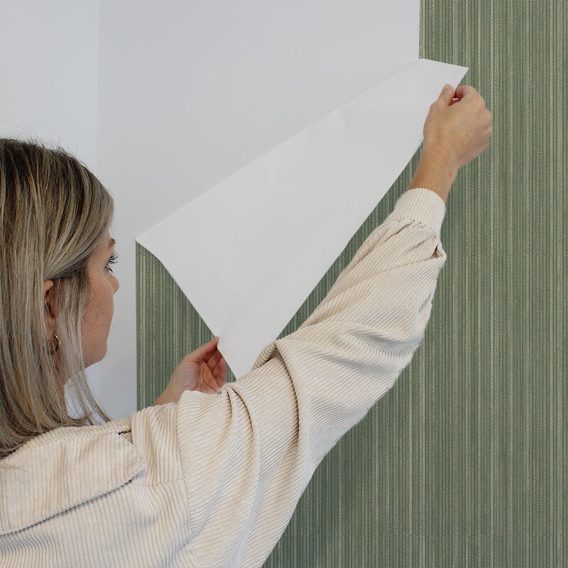 Tempaper Faux Grasscloth Textured Peel and Stick Wallpaper Metallic Sage