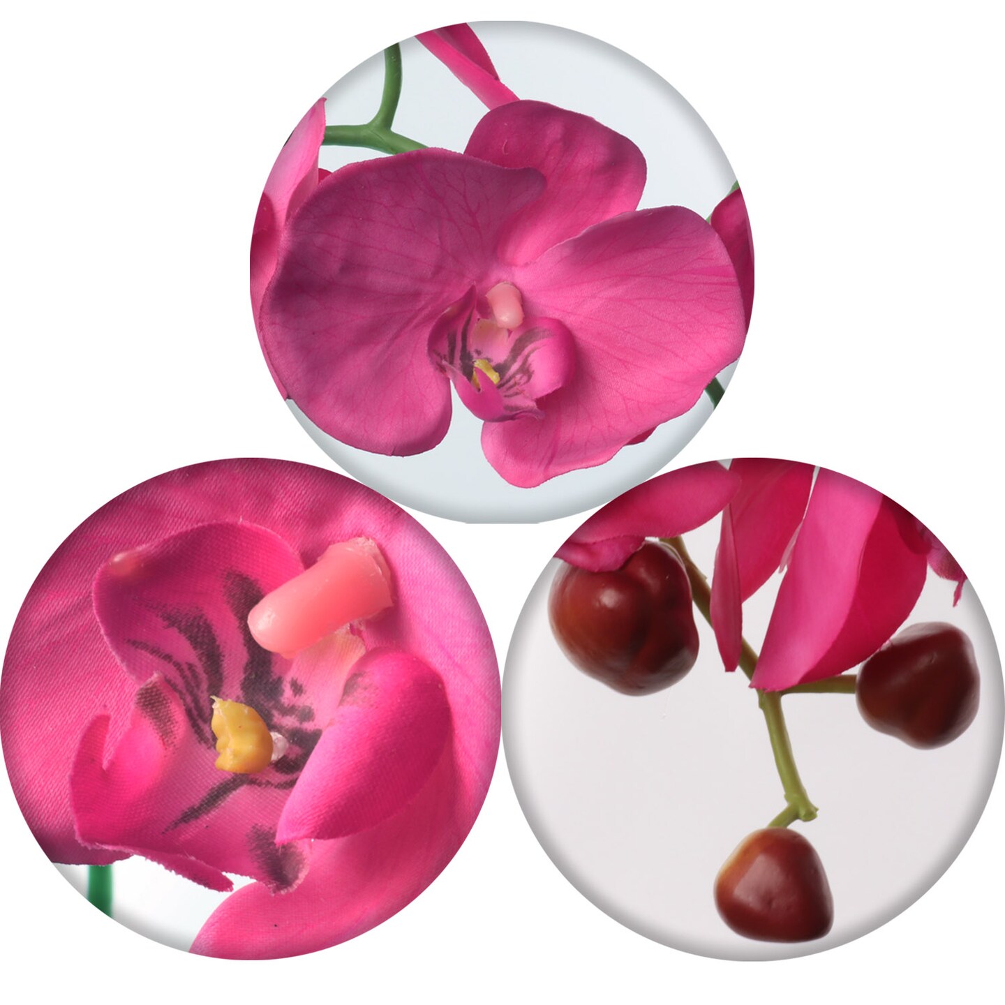 2-Pack: 33.5-Inch Fuchsia Phalaenopsis Orchid Stem with 9 Realistic Silk Blooms