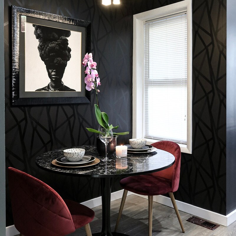 Tempaper Intersections by Genevieve Gorder Peel and Stick Wallpaper Metallic Black