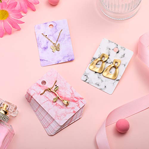 900 Pcs Marble Earring Necklace Display Card Holder for Selling, 250 Pcs 5  Colors Jewelry Display Cards 150 Pcs Self Seal Bags and 500 Earring Back  for Jewelry Packing, 2 x 2.8 Inches (Marble)