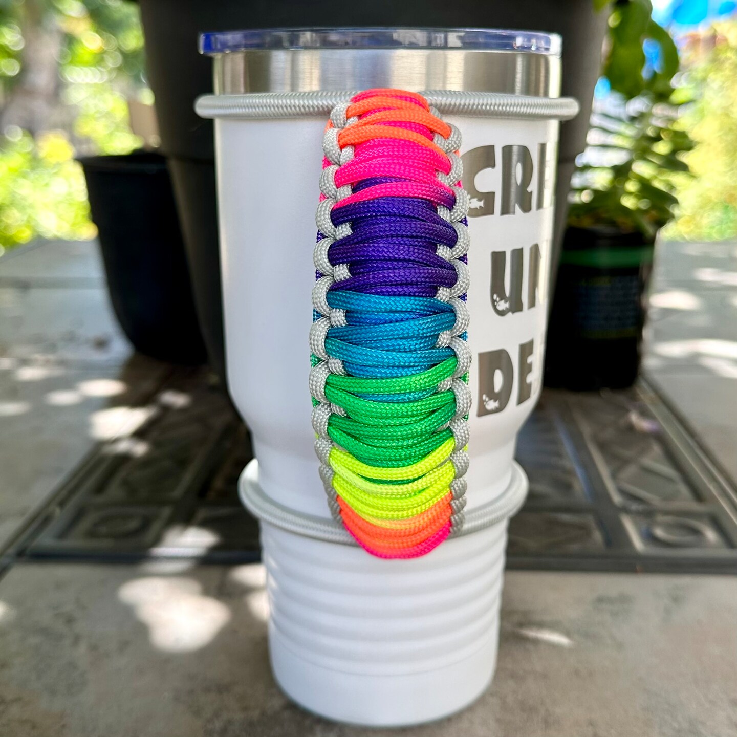 Handcrafted Paracord Tumbler Handle, Custom Colors, Mug Handle