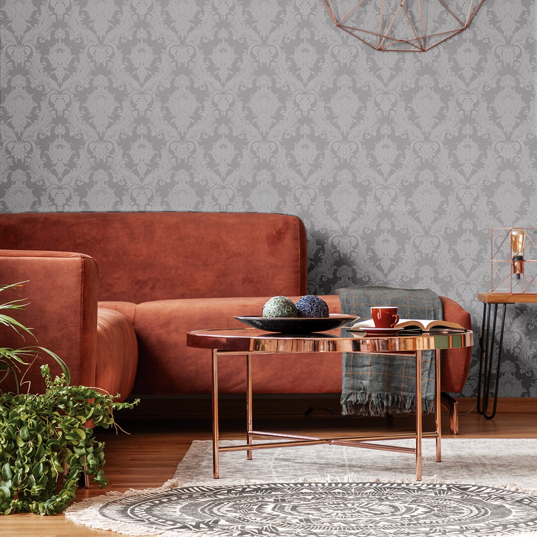 Tempaper Damsel Textured Peel and Stick Wallpaper Metallic Platinum