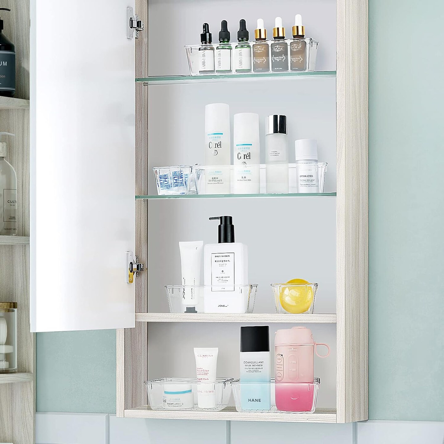 25 PCS Clear Plastic Drawer Organizer Set, 4 Sizes Desk Drawer Divider Organizers and Storage Bins for Makeup, Jewelry, Gadgets for Kitchen, Bedroom, Bathroom, Office