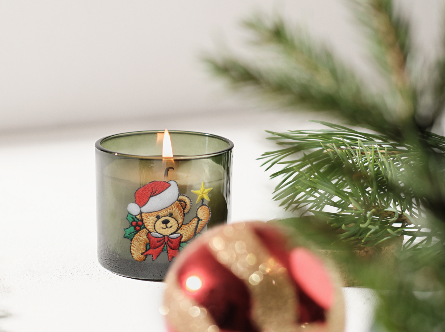 Christmas Teddy Bear, Santa Hat, Star Wand, Embroidered, Iron on Patch