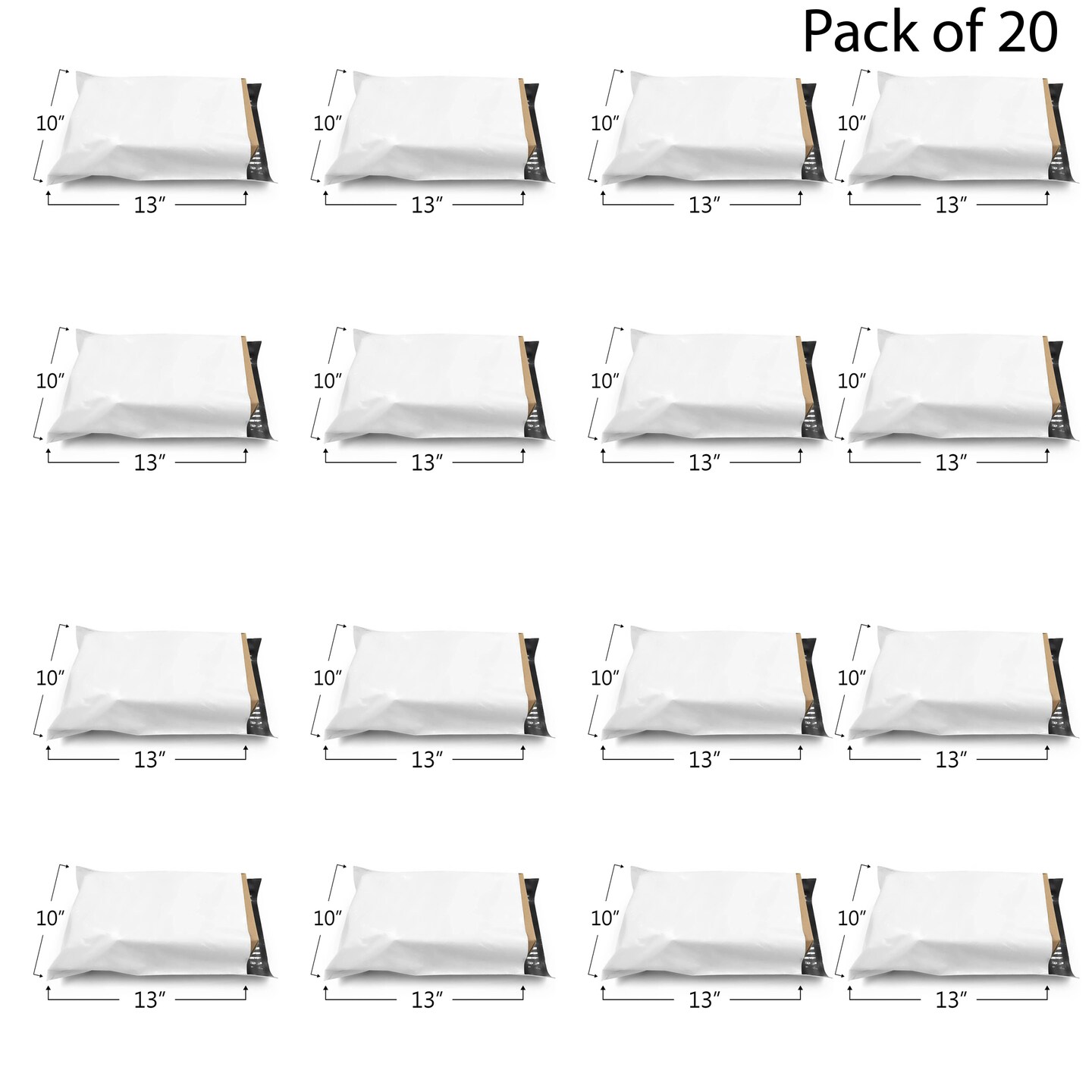 100 Buste Postali In Polietilene SHOP4MAILERS - 25,4x33 Cm, 1,7 Mil, Bianco Lucido, Autosigillanti E Impermeabili - 2