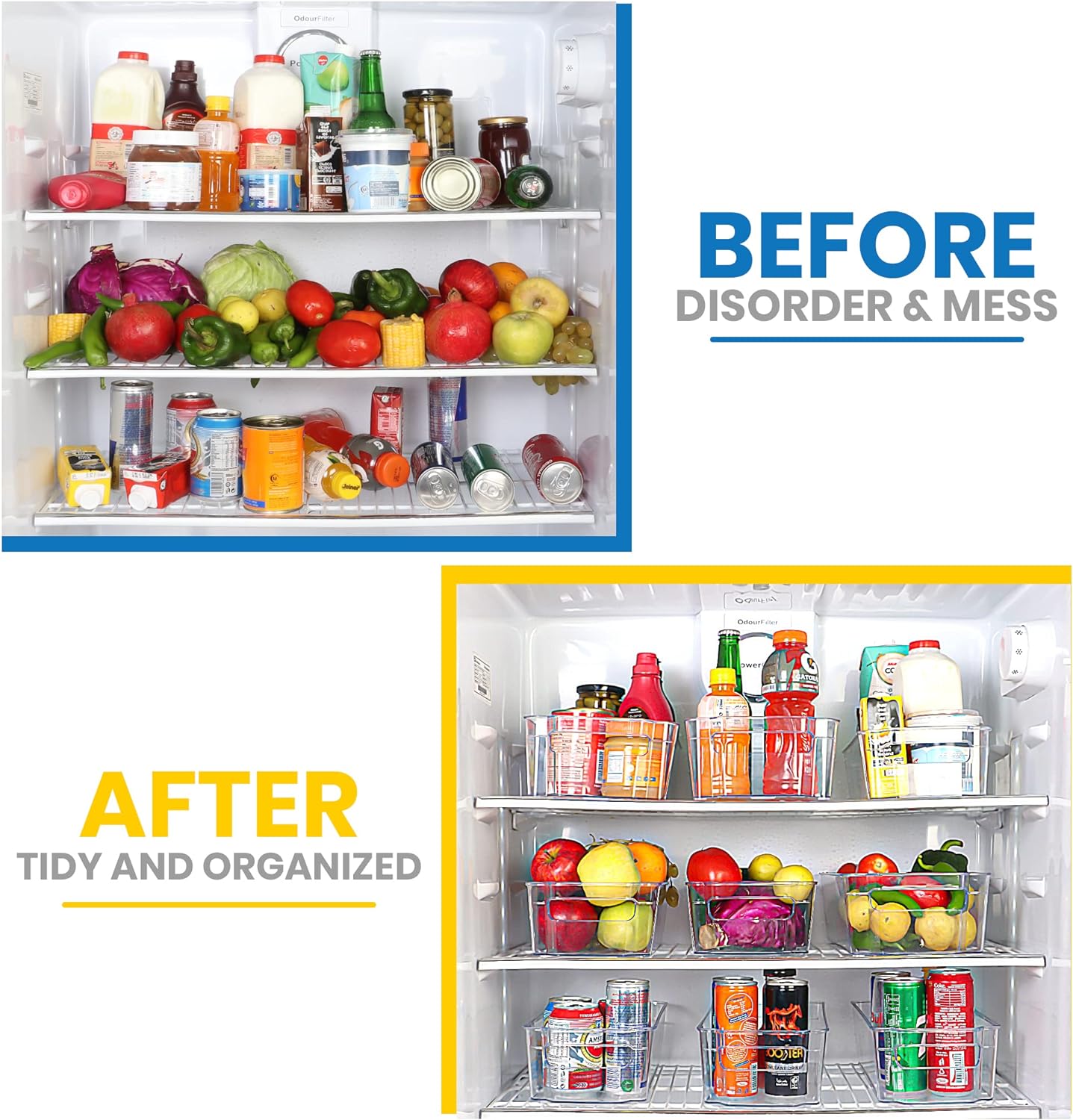 Fridge Organizer Bins - Set of 8 Refrigerator Organizer Set - Pantry Organizers and Storage - Clear Storage Bins For Fridge Organization and Storage - Home & Kitchen Organization