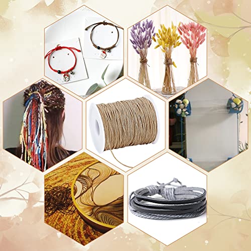 100 Yards 1mm Waxed Cotton Cord Thread Beading String for Bracelet Necklace Making Crafting Beading Macrame Vase Decor, Burlywood