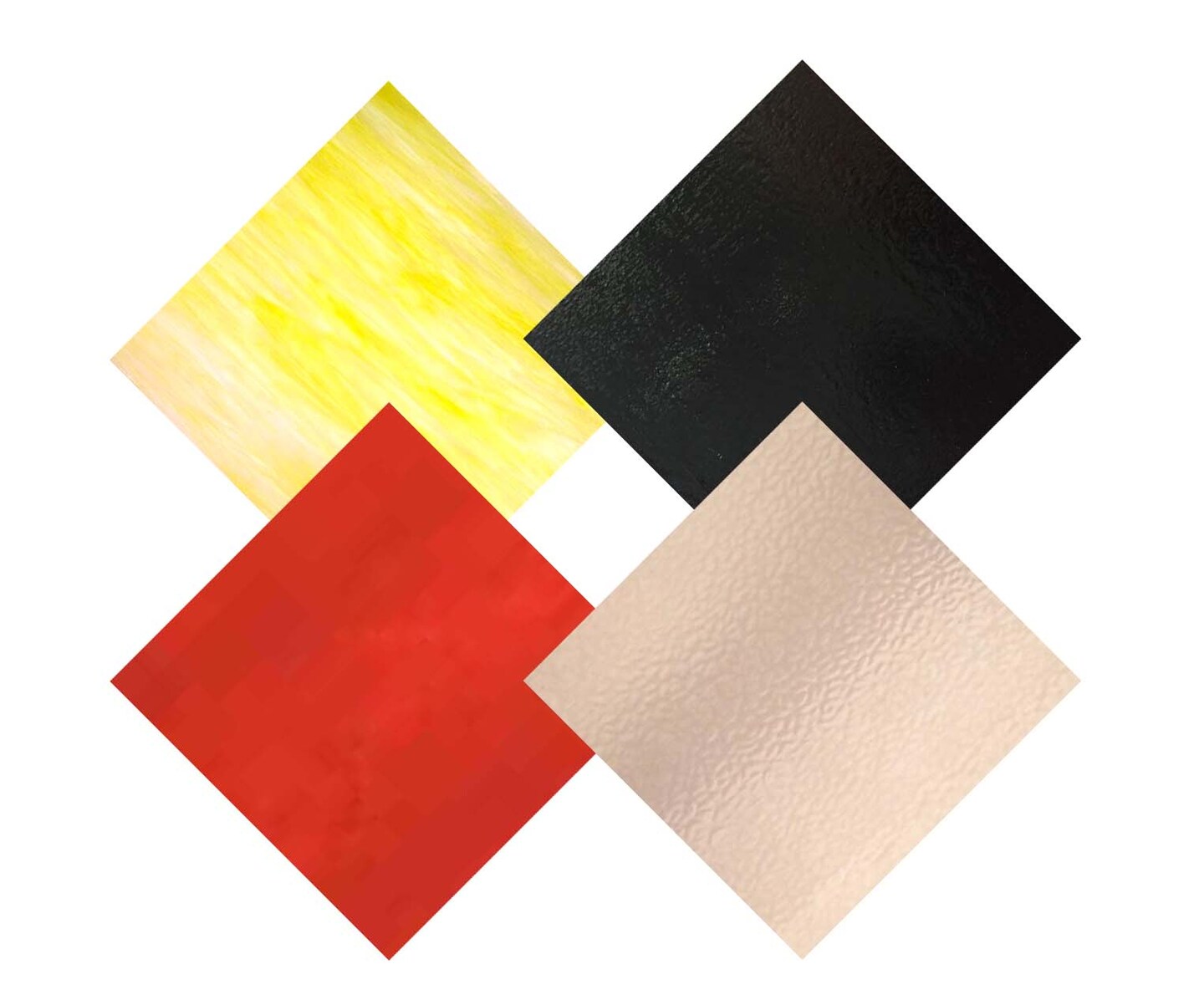 Wissmach 4 Sheet Mixed Color (Red, Yellow, Pink, Black) Variety, Stained Glass Pack