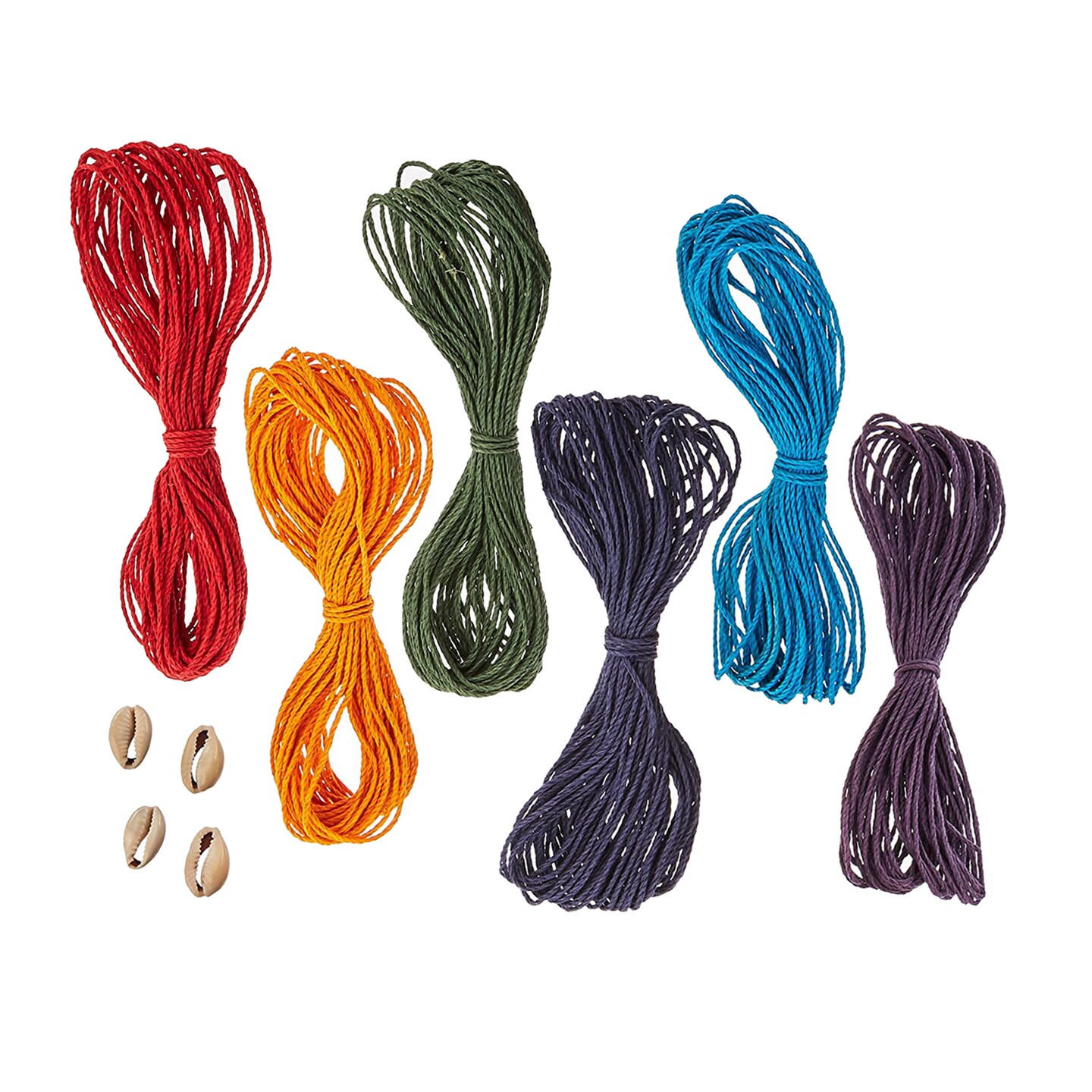 John Bead Assorted Colors Natural Hemp Kit Cord with Shell Beads, 20 lb.