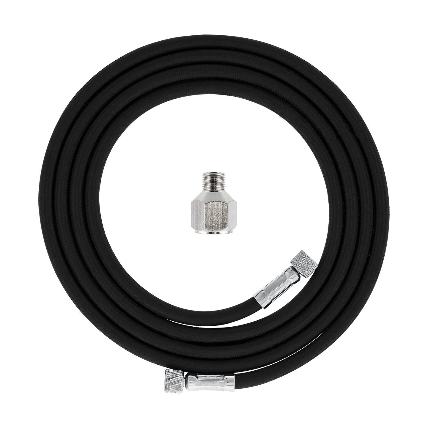 Premium 6 Foot Nylon Braided Airbrush Hose with 1/8 BSP Size Fittings plus  a 1/4 BSP Female to 1/8 BSP Male Fitting Conversion Adapter